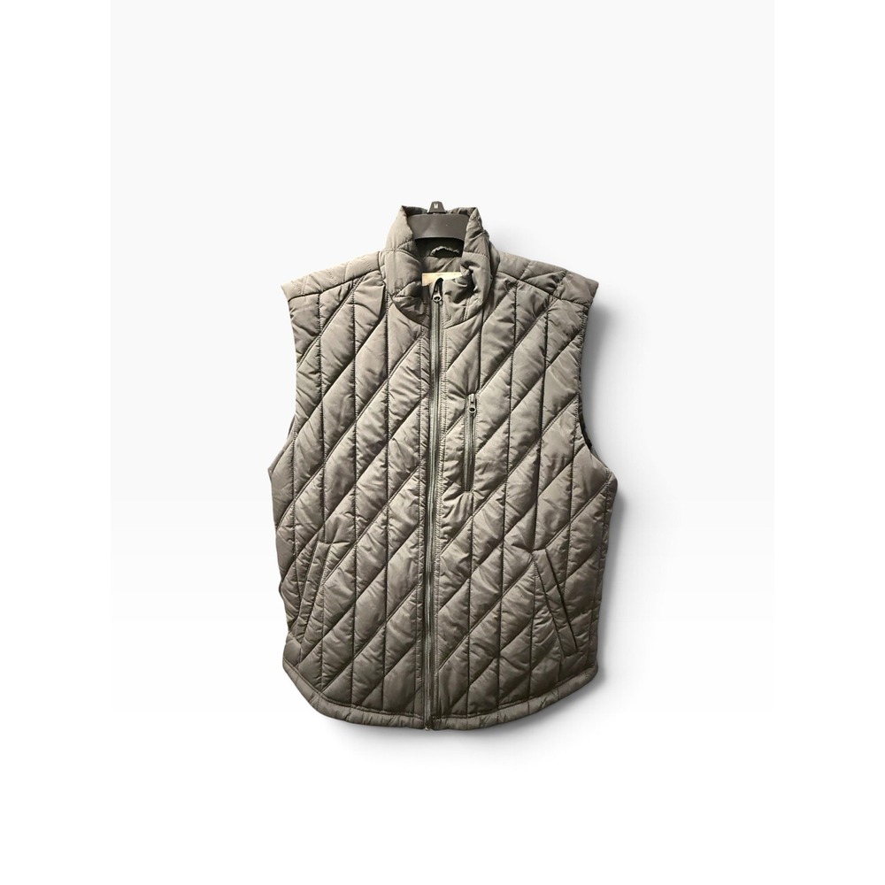 Mutual Weave Men's Quilted Full Zip Lined Vest Stand- Gray L Woodsy Fall